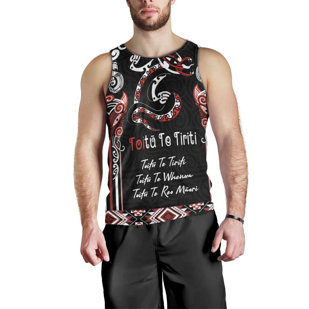 Aotearoa Toitu Te Tiriti-Maori Taniwha Men Tank Top Toitu Te Whenua Toitu Te Reo Maori