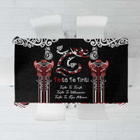 Aotearoa Toitu Te Tiriti-Maori Taniwha Tablecloth Toitu Te Whenua Toitu Te Reo Maori LT03 Black - Polynesian Pride
