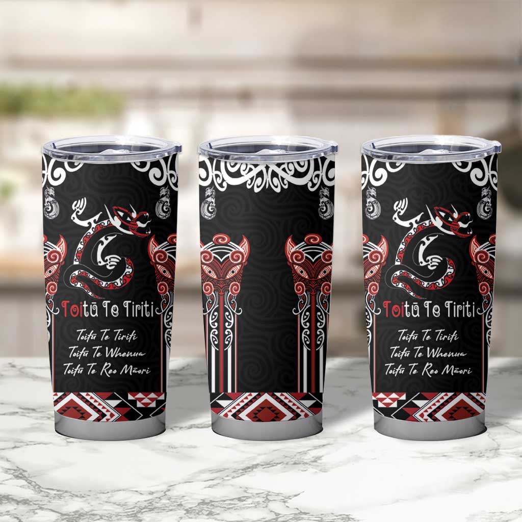 Aotearoa Toitu Te Tiriti-Maori Taniwha Tumbler Cup Toitu Te Whenua Toitu Te Reo Maori LT03 - Polynesian Pride