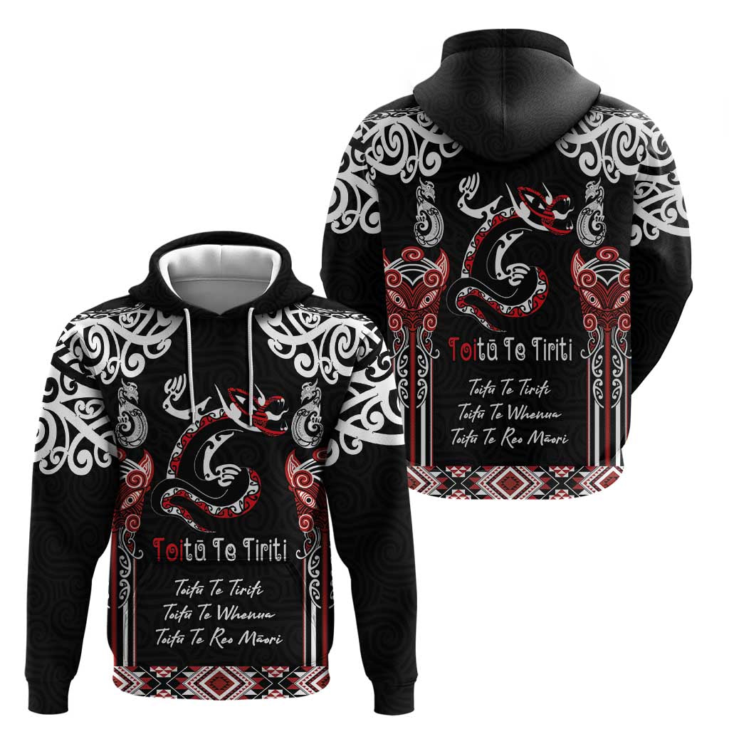 Aotearoa Toitu Te Tiriti-Maori Taniwha Zip Hoodie Toitu Te Whenua Toitu Te Reo Maori