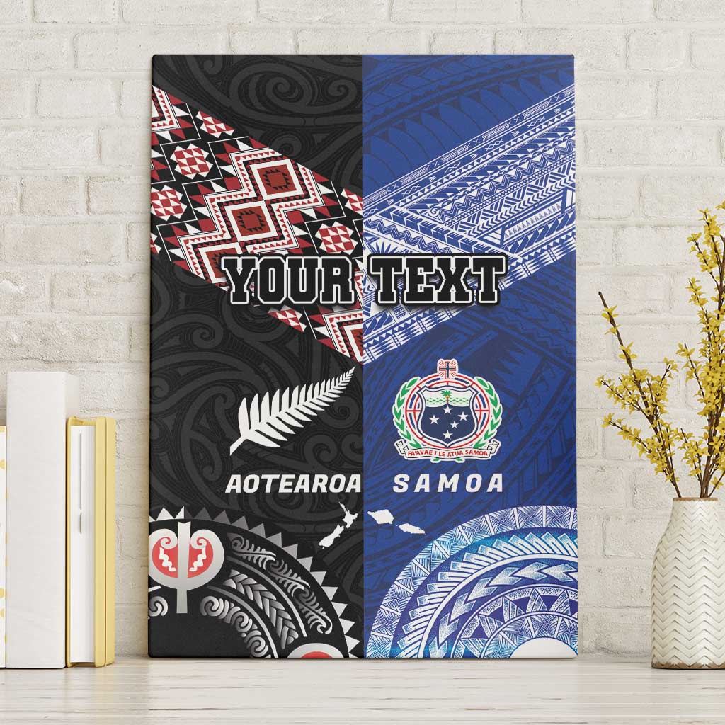 Personalised Aotearoa and Samoa Together Canvas Wall Art Tatau Art Tattoos-Taniko and Tukutuku with Maori Pattern