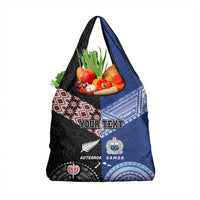 Personalised Aotearoa and Samoa Together Grocery Bag Tatau Art Tattoos-Taniko and Tukutuku with Maori Pattern