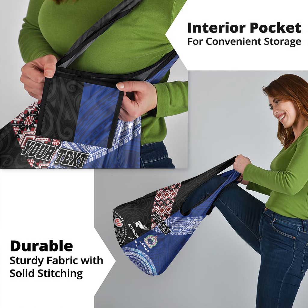 Personalised Aotearoa and Samoa Together Grocery Bag Tatau Art Tattoos-Taniko and Tukutuku with Maori Pattern