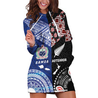 Personalised Aotearoa and Samoa Together Hoodie Dress Tatau Art Tattoos-Taniko and Tukutuku with Maori Pattern