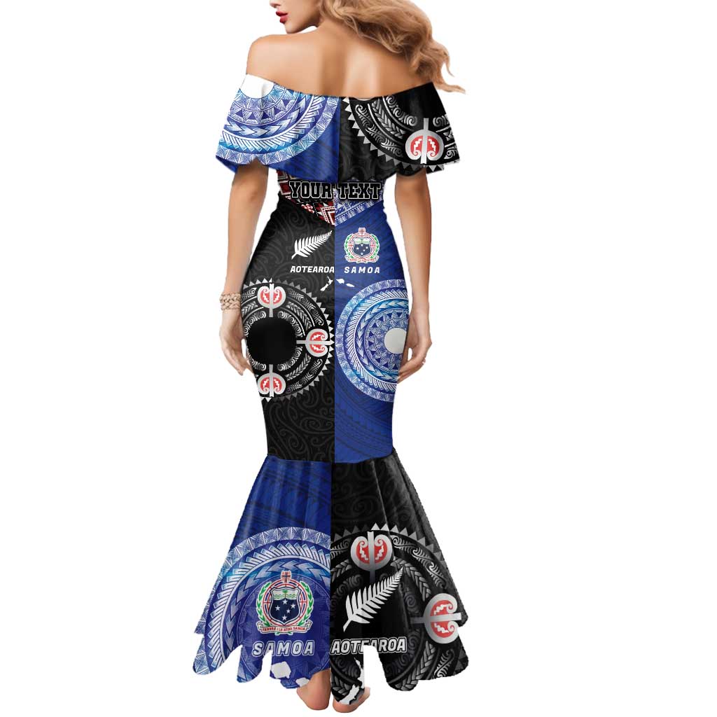 Personalised Aotearoa and Samoa Together Mermaid Dress Tatau Art Tattoos-Taniko and Tukutuku with Maori Pattern