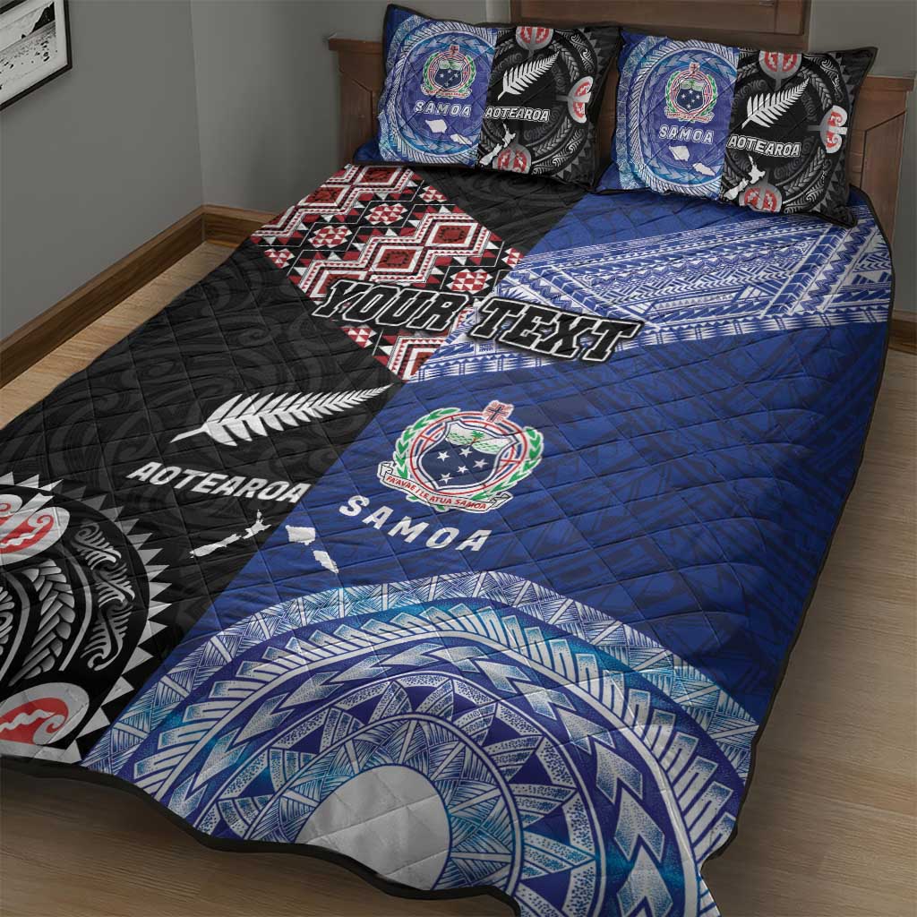 Personalised Aotearoa and Samoa Together Quilt Bed Set Tatau Art Tattoos-Taniko and Tukutuku with Maori Pattern
