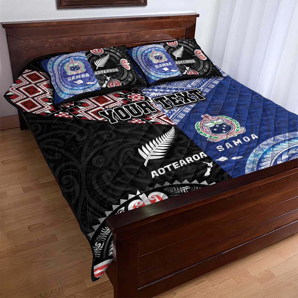 Personalised Aotearoa and Samoa Together Quilt Bed Set Tatau Art Tattoos-Taniko and Tukutuku with Maori Pattern