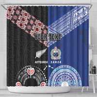 Personalised Aotearoa and Samoa Together Shower Curtain Tatau Art Tattoos-Taniko and Tukutuku with Maori Pattern