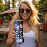 Personalised Aotearoa and Samoa Together Skinny Tumbler Tatau Art Tattoos-Taniko and Tukutuku with Maori Pattern LT03 - Polynesian Pride