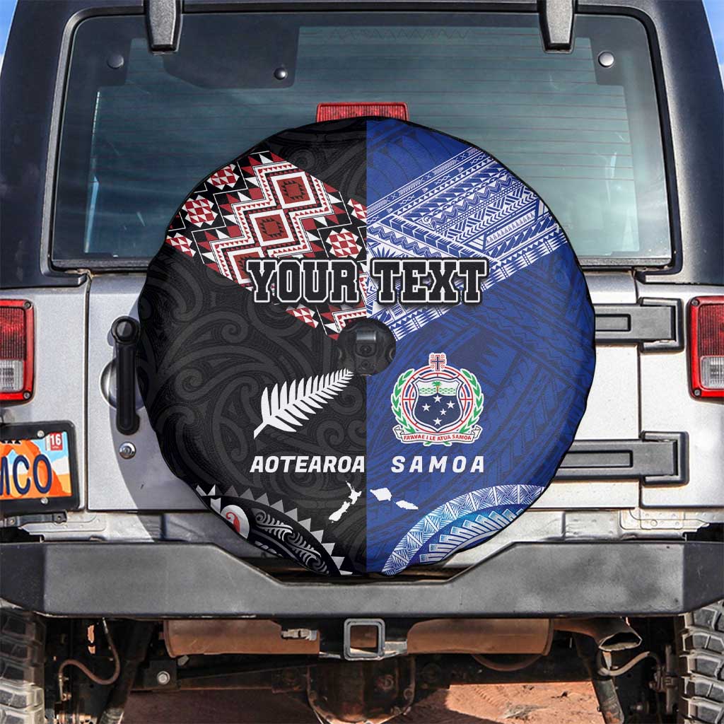 Personalised Aotearoa and Samoa Together Spare Tire Cover Tatau Art Tattoos-Taniko and Tukutuku with Maori Pattern