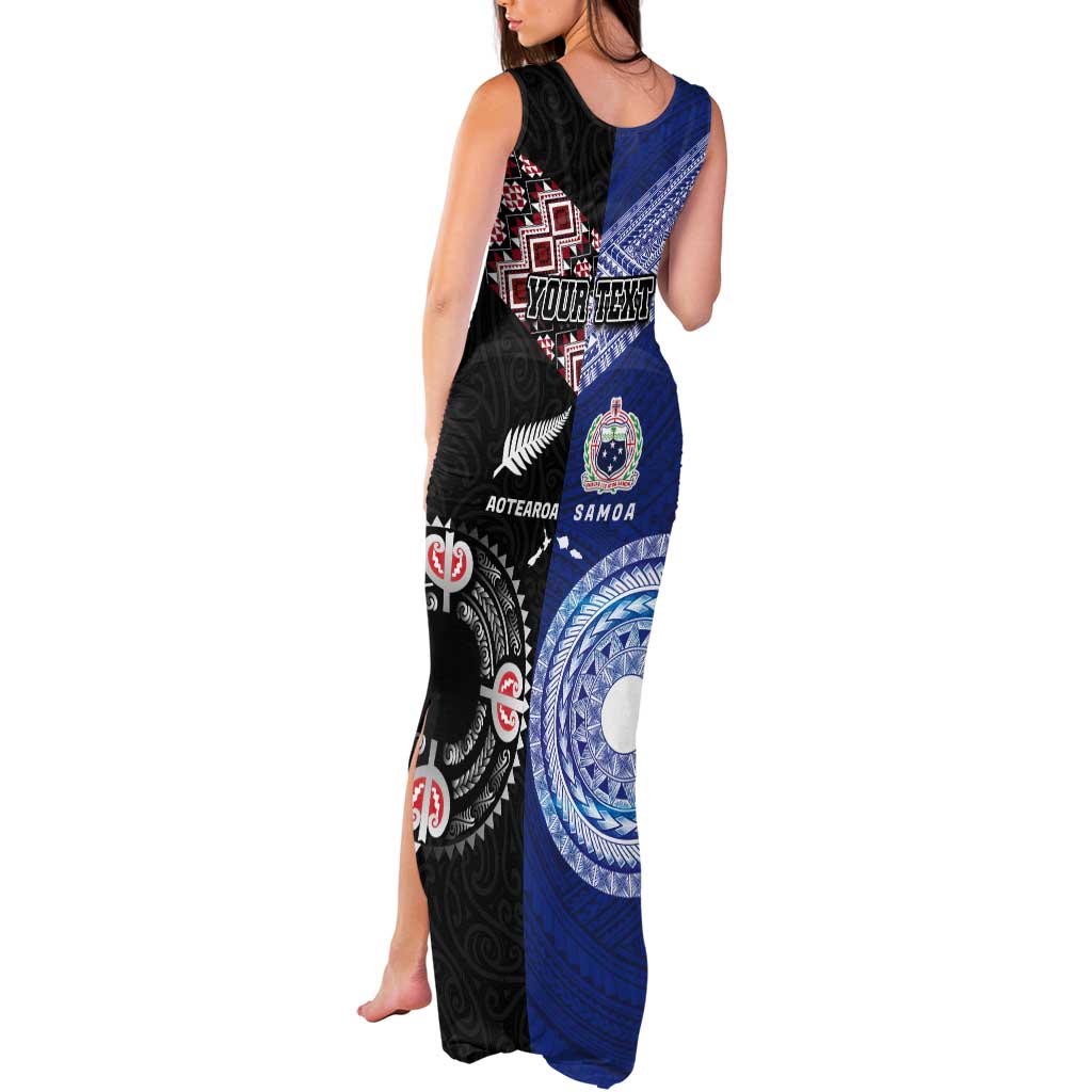 Personalised Aotearoa and Samoa Together Tank Maxi Dress Tatau Art Tattoos-Taniko and Tukutuku with Maori Pattern