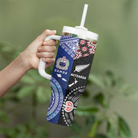 Personalised Aotearoa and Samoa Together Tumbler With Handle Tatau Art Tattoos-Taniko and Tukutuku with Maori Pattern LT03 - Polynesian Pride