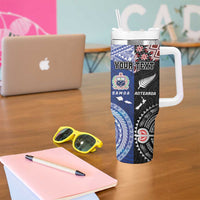 Personalised Aotearoa and Samoa Together Tumbler With Handle Tatau Art Tattoos-Taniko and Tukutuku with Maori Pattern LT03 - Polynesian Pride