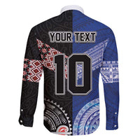 Custom Aotearoa and Samoa Rugby Family Matching Tank Maxi Dress and Hawaiian Shirt Maori Warrior and Teuila Emblem-Tatau with Taniko Art