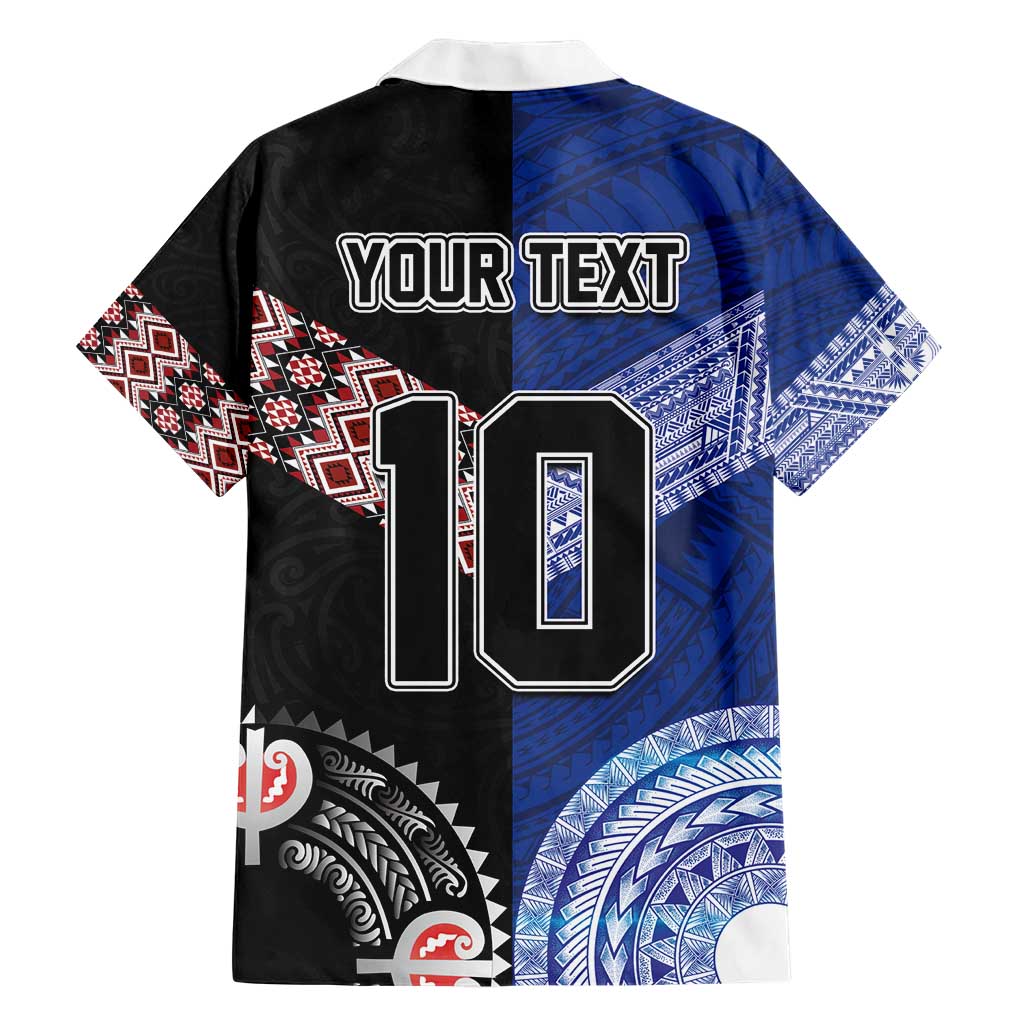 Custom Aotearoa and Samoa Rugby Hawaiian Shirt Maori Warrior and Teuila Emblem-Tatau with Taniko Art LT03 - Polynesian Pride