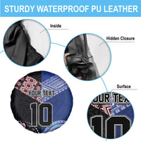 Custom Aotearoa and Samoa Rugby Spare Tire Cover Maori Warrior and Teuila Emblem-Tatau with Taniko Art