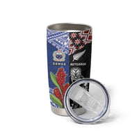 Custom Aotearoa and Samoa Rugby Tumbler Cup Maori Warrior and Teuila Emblem-Tatau with Taniko Art LT03 - Polynesian Pride
