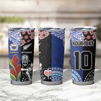 Custom Aotearoa and Samoa Rugby Tumbler Cup Maori Warrior and Teuila Emblem-Tatau with Taniko Art LT03 - Polynesian Pride