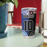 Custom Aotearoa and Samoa Rugby Tumbler Cup Maori Warrior and Teuila Emblem-Tatau with Taniko Art LT03 - Polynesian Pride