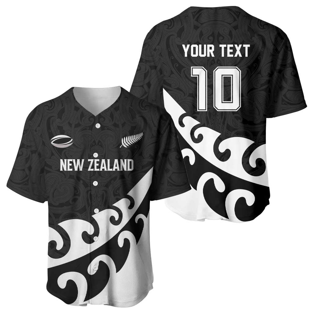 Custom NZ Rugby Baseball Jersey Koru and Silver Fern Sporty Style