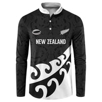 Custom NZ Rugby Button Sweatshirt Koru and Silver Fern Sporty Style