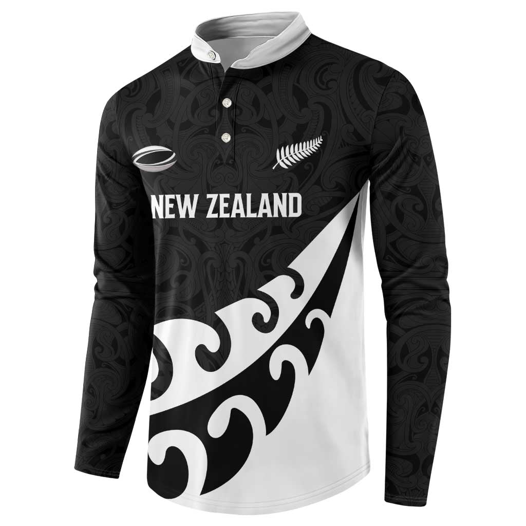 Custom NZ Rugby Button Sweatshirt Koru and Silver Fern Sporty Style