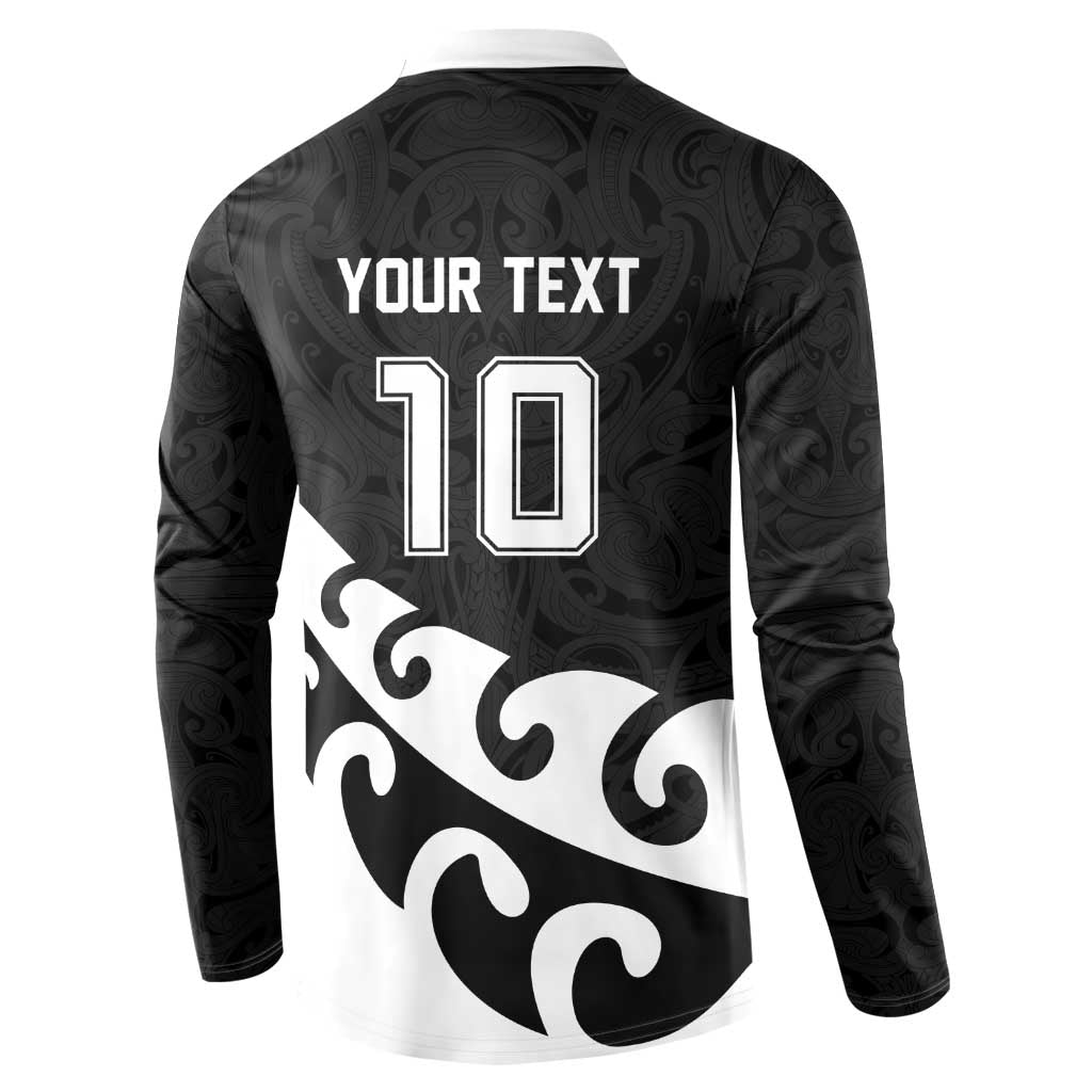 Custom NZ Rugby Button Sweatshirt Koru and Silver Fern Sporty Style