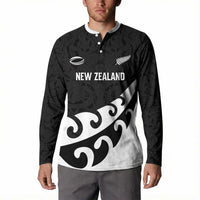 Custom NZ Rugby Button Sweatshirt Koru and Silver Fern Sporty Style