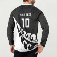 Custom NZ Rugby Button Sweatshirt Koru and Silver Fern Sporty Style