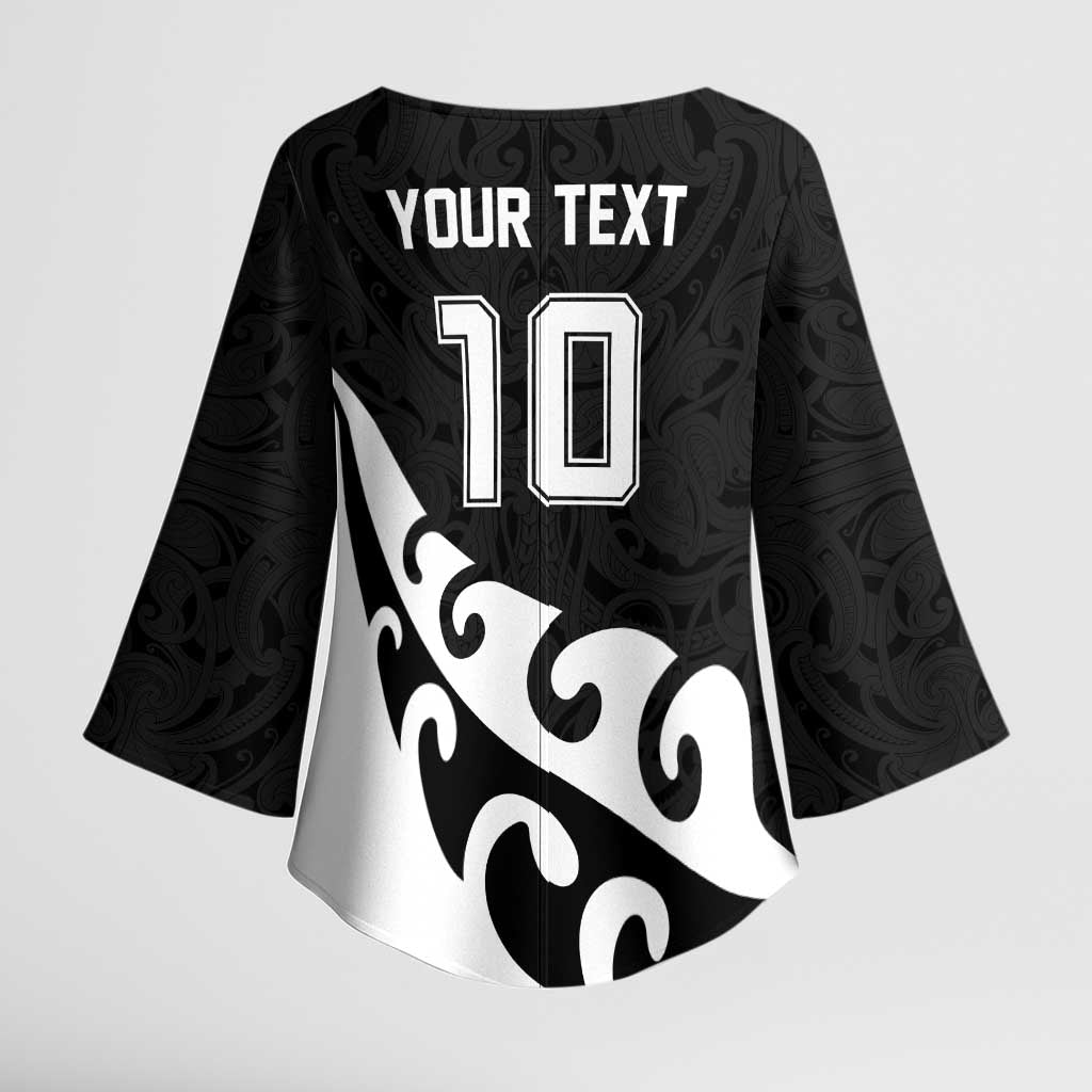 Custom NZ Rugby Kimono Sleeve Blouse Koru and Silver Fern Sporty Style LT03 - Polynesian Pride