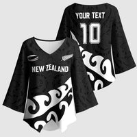 Custom NZ Rugby Kimono Sleeve Blouse Koru and Silver Fern Sporty Style LT03 - Polynesian Pride
