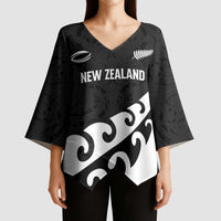 Custom NZ Rugby Kimono Sleeve Blouse Koru and Silver Fern Sporty Style LT03 - Polynesian Pride