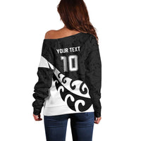 Custom NZ Rugby Off Shoulder Sweater Koru and Silver Fern Sporty Style LT03 - Polynesian Pride