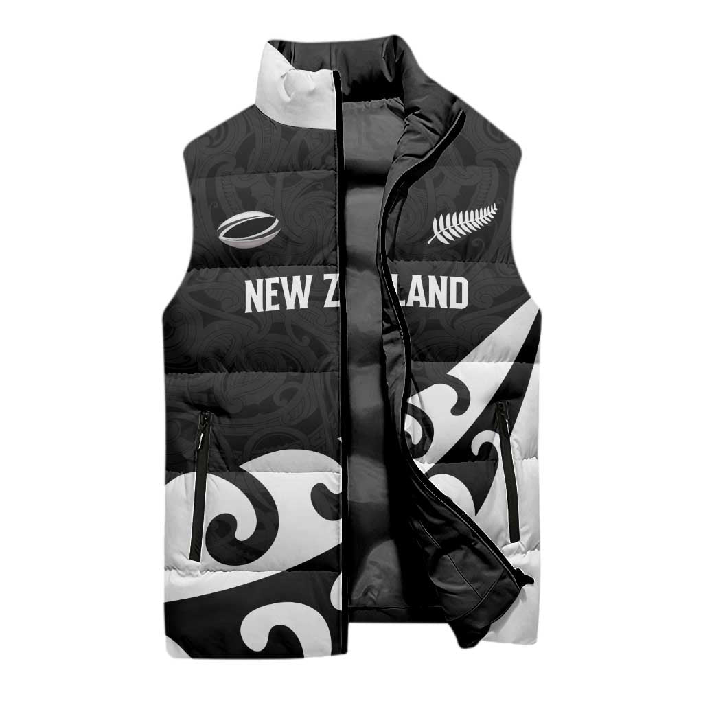 Custom NZ Rugby Sleeveless Puffer Jacket Koru and Silver Fern Sporty Style LT03 - Polynesian Pride