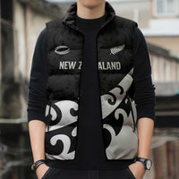 Custom NZ Rugby Sleeveless Puffer Jacket Koru and Silver Fern Sporty Style LT03 - Polynesian Pride