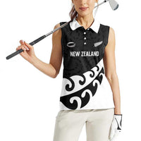 Custom NZ Rugby Women Sleeveless Polo Shirt Koru and Silver Fern Sporty Style LT03 - Polynesian Pride