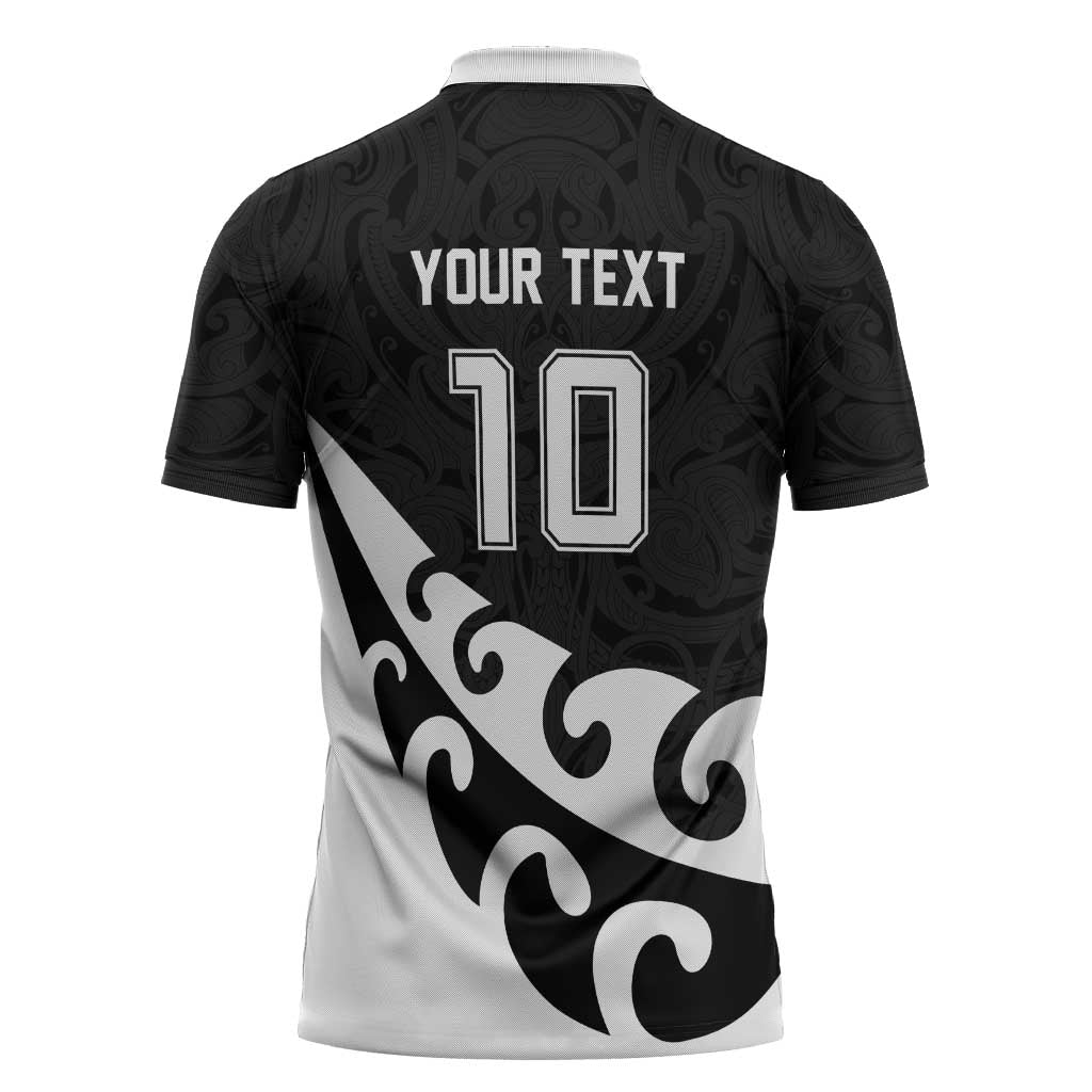 Custom NZ Rugby Zipper Polo Shirt Koru and Silver Fern Sporty Style