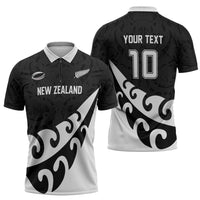 Custom NZ Rugby Zipper Polo Shirt Koru and Silver Fern Sporty Style
