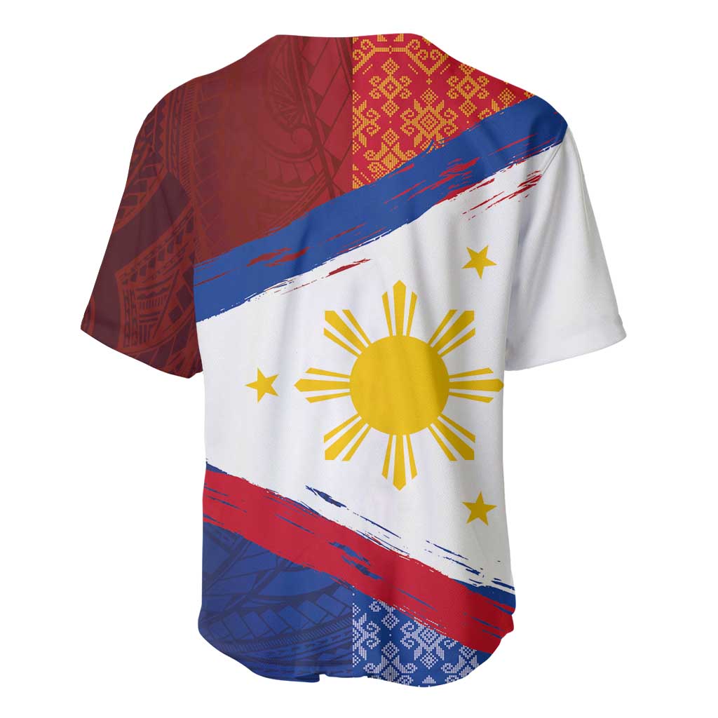 Philippines National Flag Day Baseball Jersey Polynesian and Yakan Tattoo Brush Style