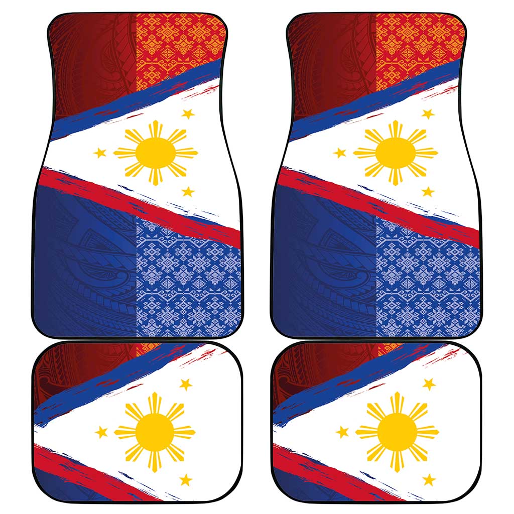 Philippines National Flag Day Car Mats Polynesian and Yakan Tattoo Brush Style