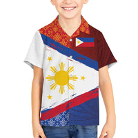 Philippines National Flag Day Family Matching Long Sleeve Bodycon Dress and Hawaiian Shirt Polynesian and Yakan Tattoo Brush Style