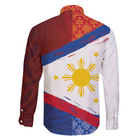 Philippines National Flag Day Family Matching Short Sleeve Bodycon Dress and Hawaiian Shirt Polynesian and Yakan Tattoo Brush Style