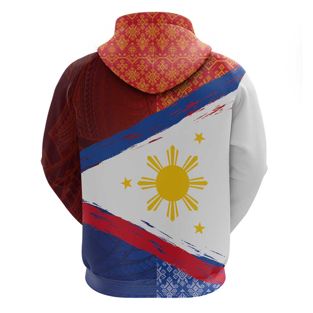 Philippines National Flag Day Hoodie Polynesian and Yakan Tattoo Brush Style
