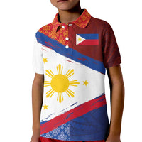 Philippines National Flag Day Kid Polo Shirt Polynesian and Yakan Tattoo Brush Style