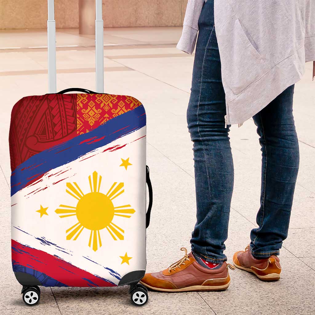 Philippines National Flag Day Luggage Cover Polynesian and Yakan Tattoo Brush Style