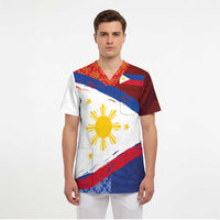 Philippines National Flag Day Scrub Top Polynesian and Yakan Tattoo Brush Style - Polynesian Pride