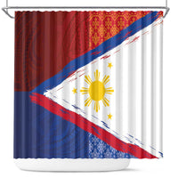 Philippines National Flag Day Shower Curtain Polynesian and Yakan Tattoo Brush Style