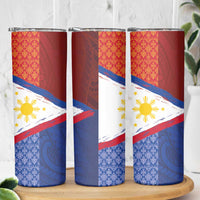 Philippines National Flag Day Skinny Tumbler Polynesian and Yakan Tattoo Brush Style