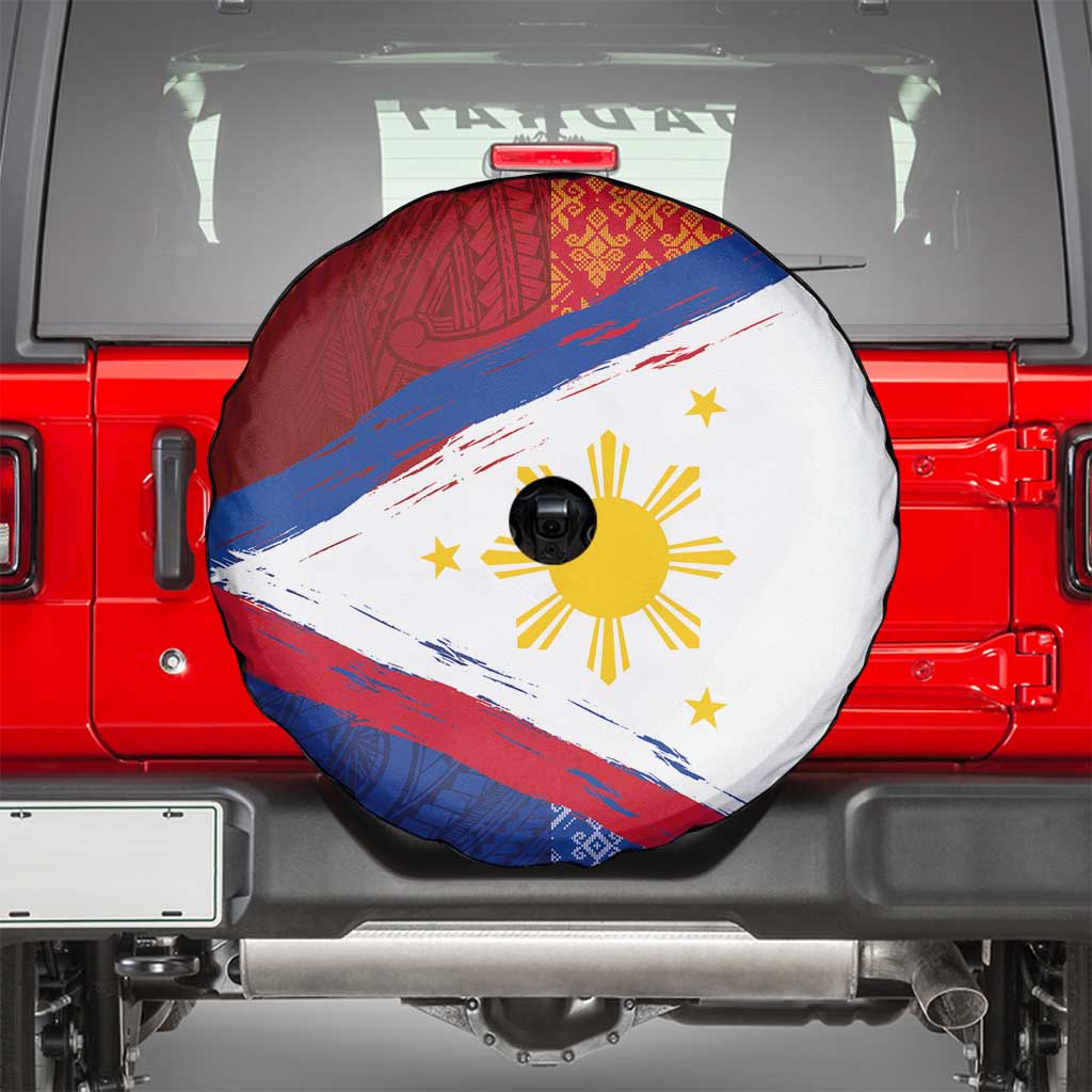 Philippines National Flag Day Spare Tire Cover Polynesian and Yakan Tattoo Brush Style