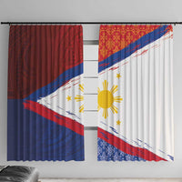Philippines National Flag Day Window Curtain Polynesian and Yakan Tattoo Brush Style